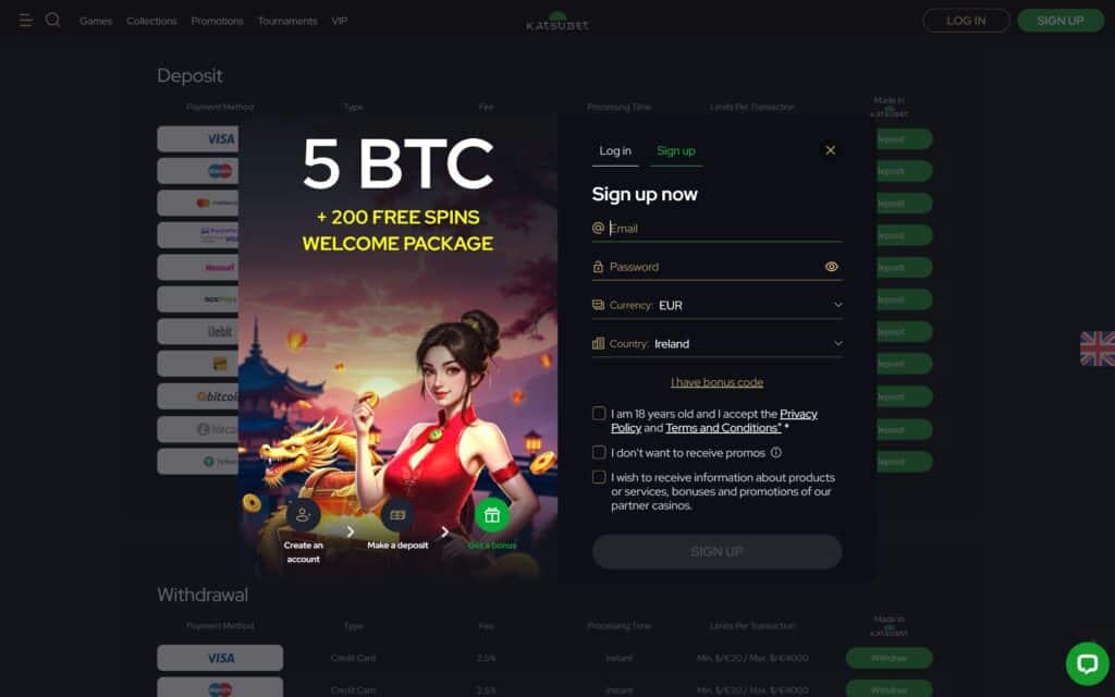 Katsubet casino registration