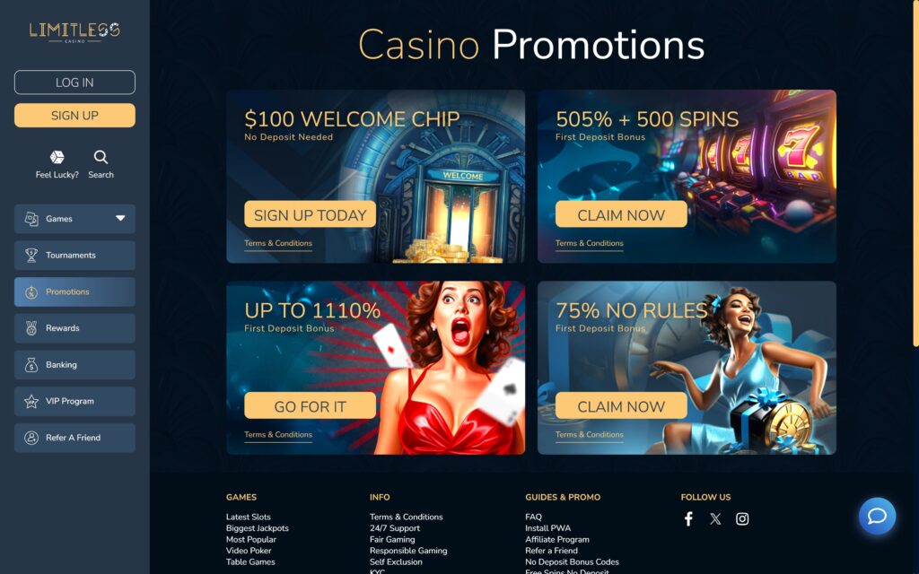 Limitless casino bonuses