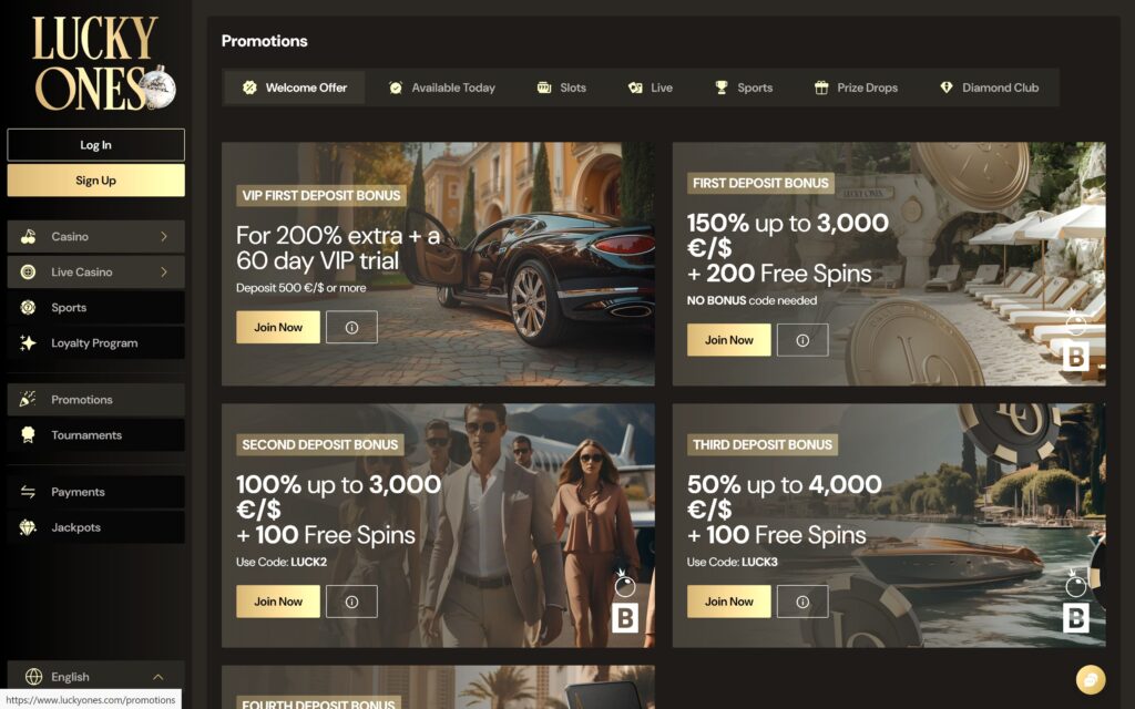 Lucky Ones casino bonuses