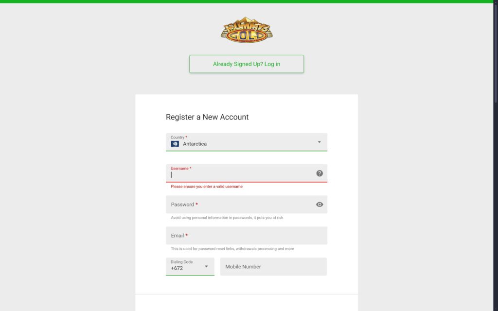 Mummys Gold casino registration