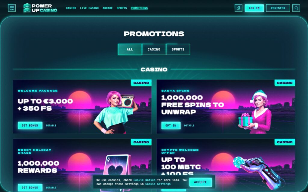 Power Up casino bonuses