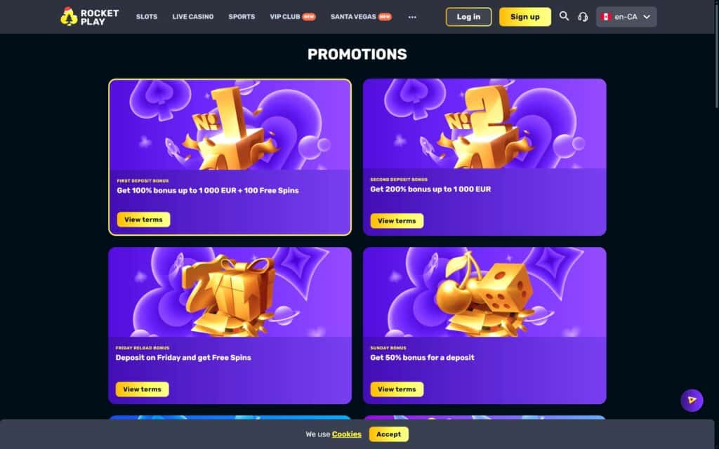 RocketPlay casino bonuses
