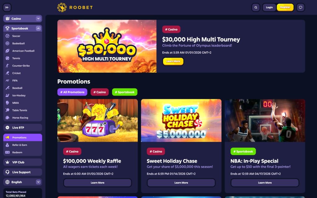 Roobet casino bonuses