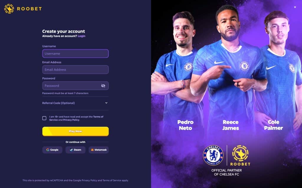 Roobet casino registration