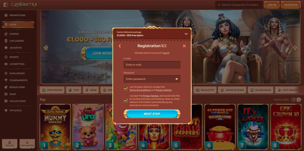 Cleobetra Casino Registration