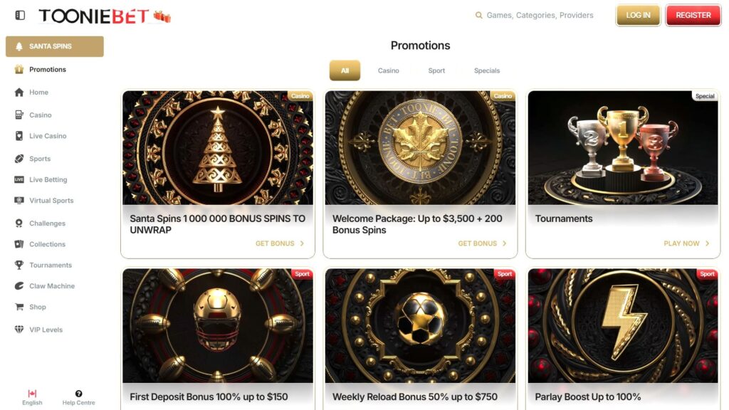 ToonieBet casino bonuses