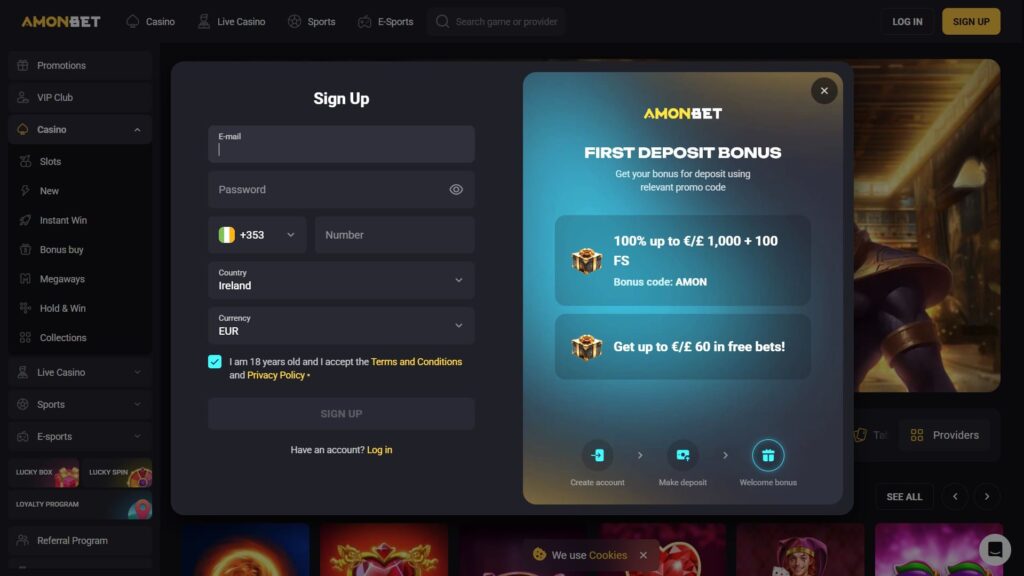 Amonbet casino registration