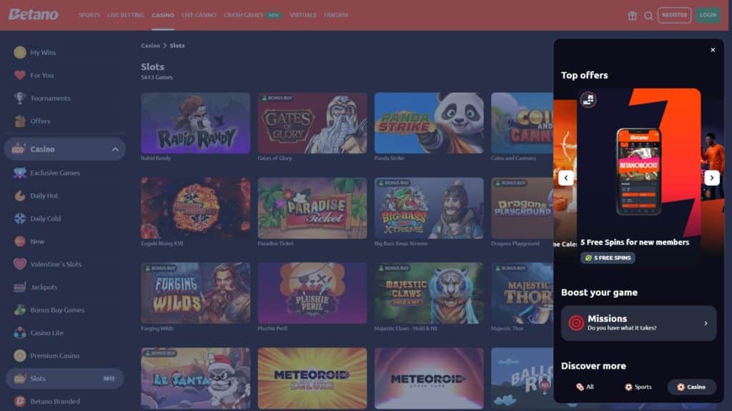 Betano casino bonuses