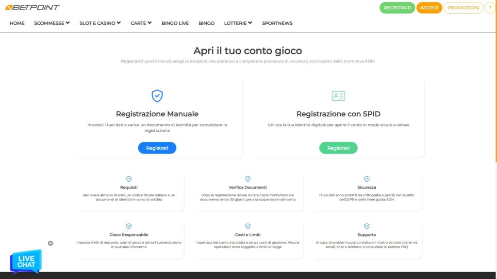 Betpoint casino registration