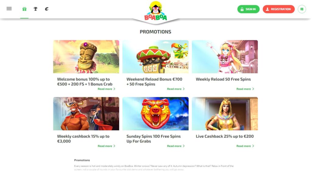 Boaboa casino bonuses