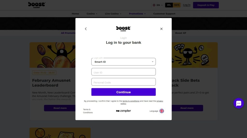 Boost casino registration