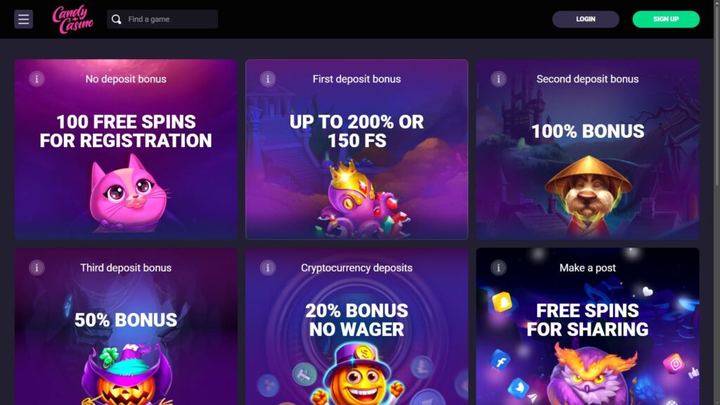 Candy casino bonuses