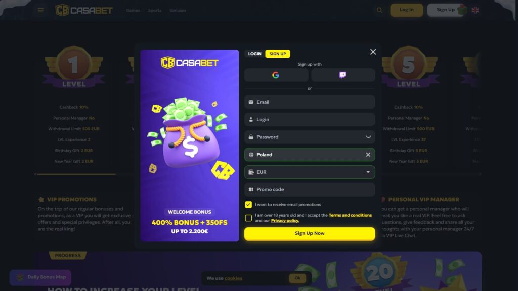 Casabet casino registration