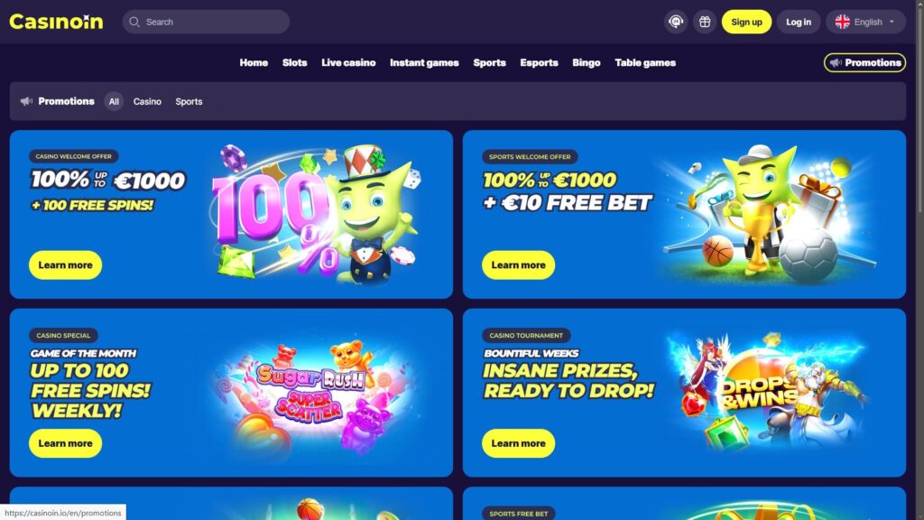 Casinoin casino bonuses