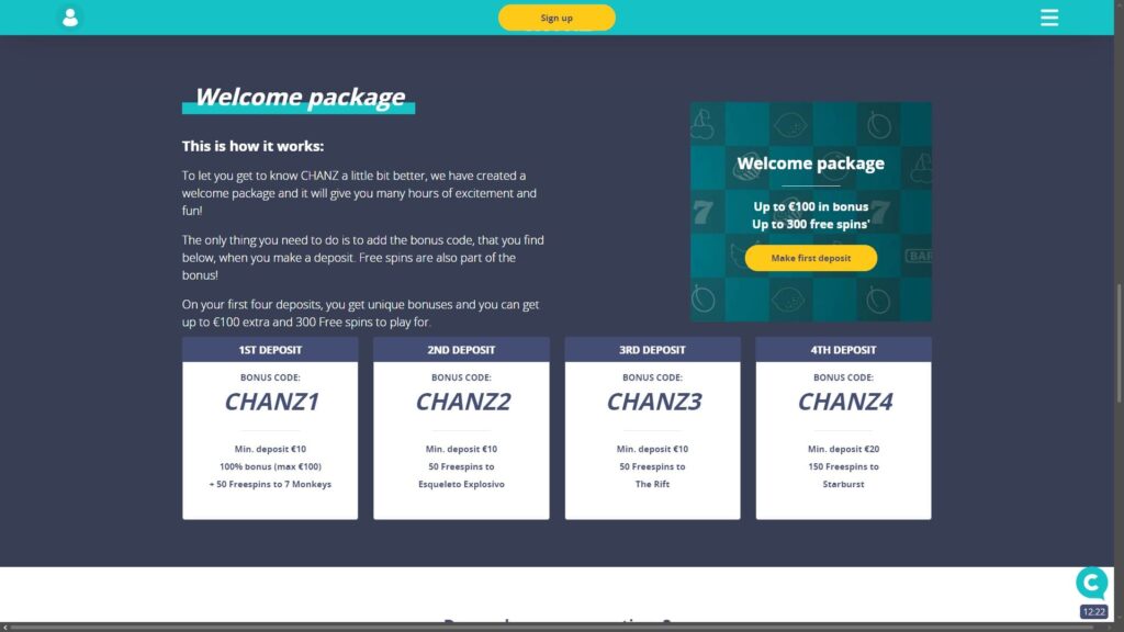 Chanz casino bonuses