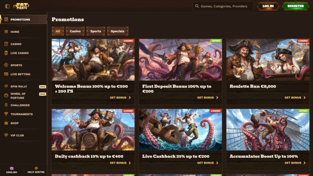 Fat Pirate casino bonuses