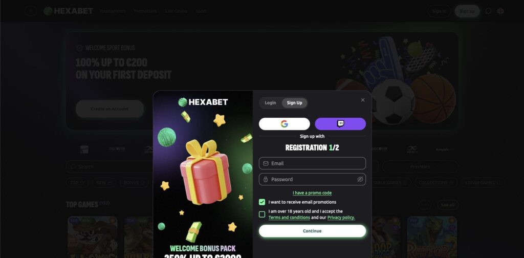 Hexabet casino registration