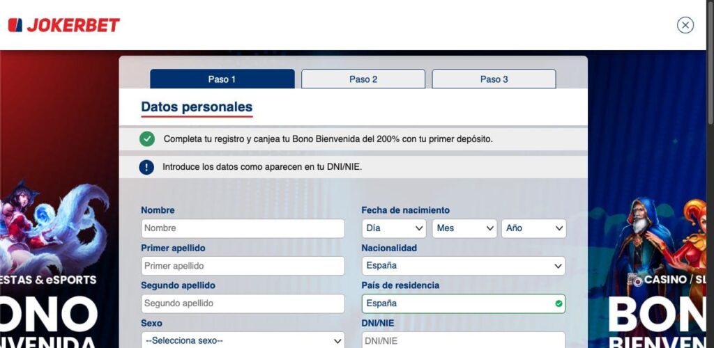 Jokerbet casino registration