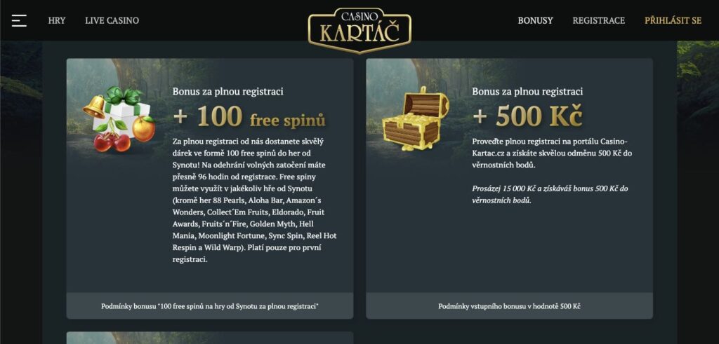Kartac casino bonuses