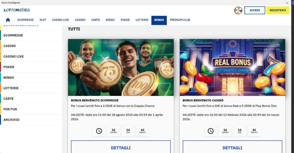 Lottomatica casino bonuses