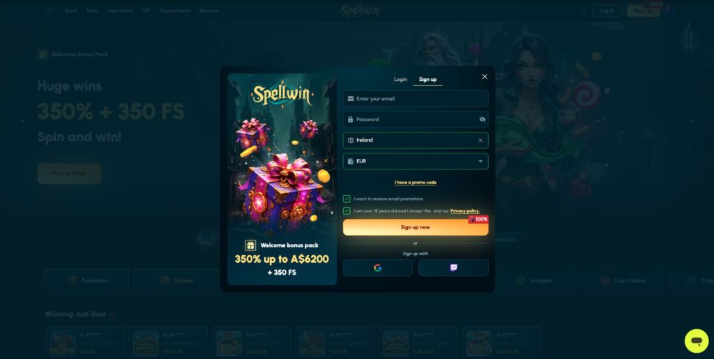 SpellWin Casino Registration