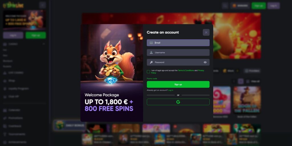 Spinline Casino Registration
