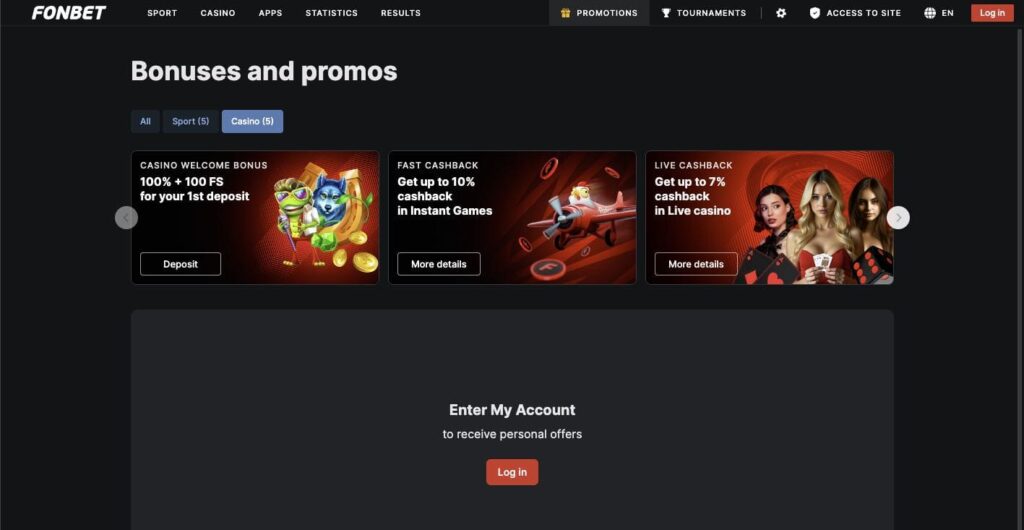 Fonbet casino bonuses