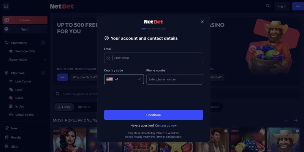 Netbet casino registration