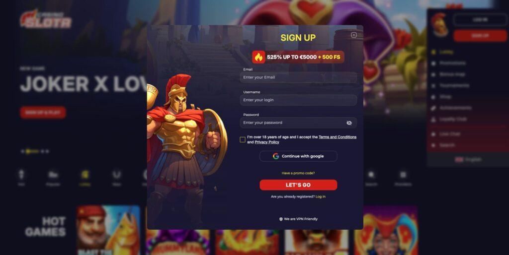 Slota Casino Registration