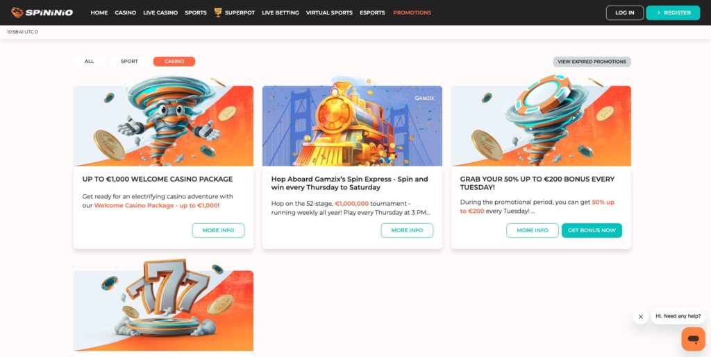 Spininio Casino Bonuses